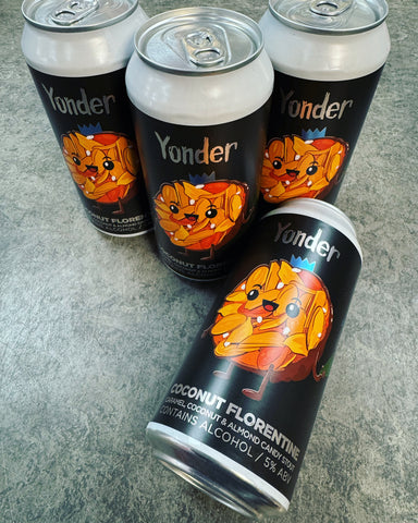 YONDER BREWING & BLENDING. COCONUT FLORENTINE CARAMEL COCONUT ALMOND CANDY STOUT 5% 440ml - The Beer Shelf